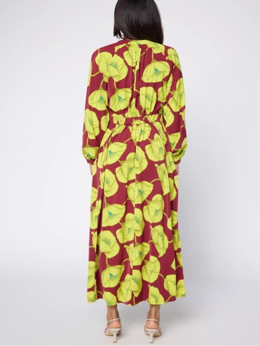 Carla Rockmore Collection Regular Printed Satin Maxi Dress Black Cherry Size L - Picture 2 of 14